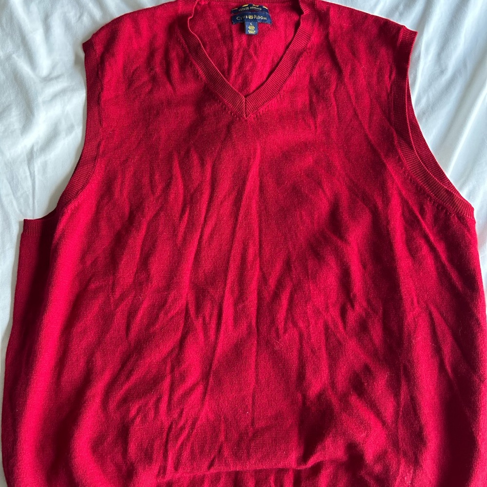 Club Room V-Neck Red Sweater Vest